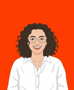 Illustrated portrait of Apeksha Khanal, co-founder of Aurora Studios